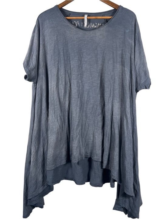 Magnolia Pearl Tops - Magnolia Pearl Jett Tee Ozzy Blue Gray Oversized Tunic One Size Boho Artsy